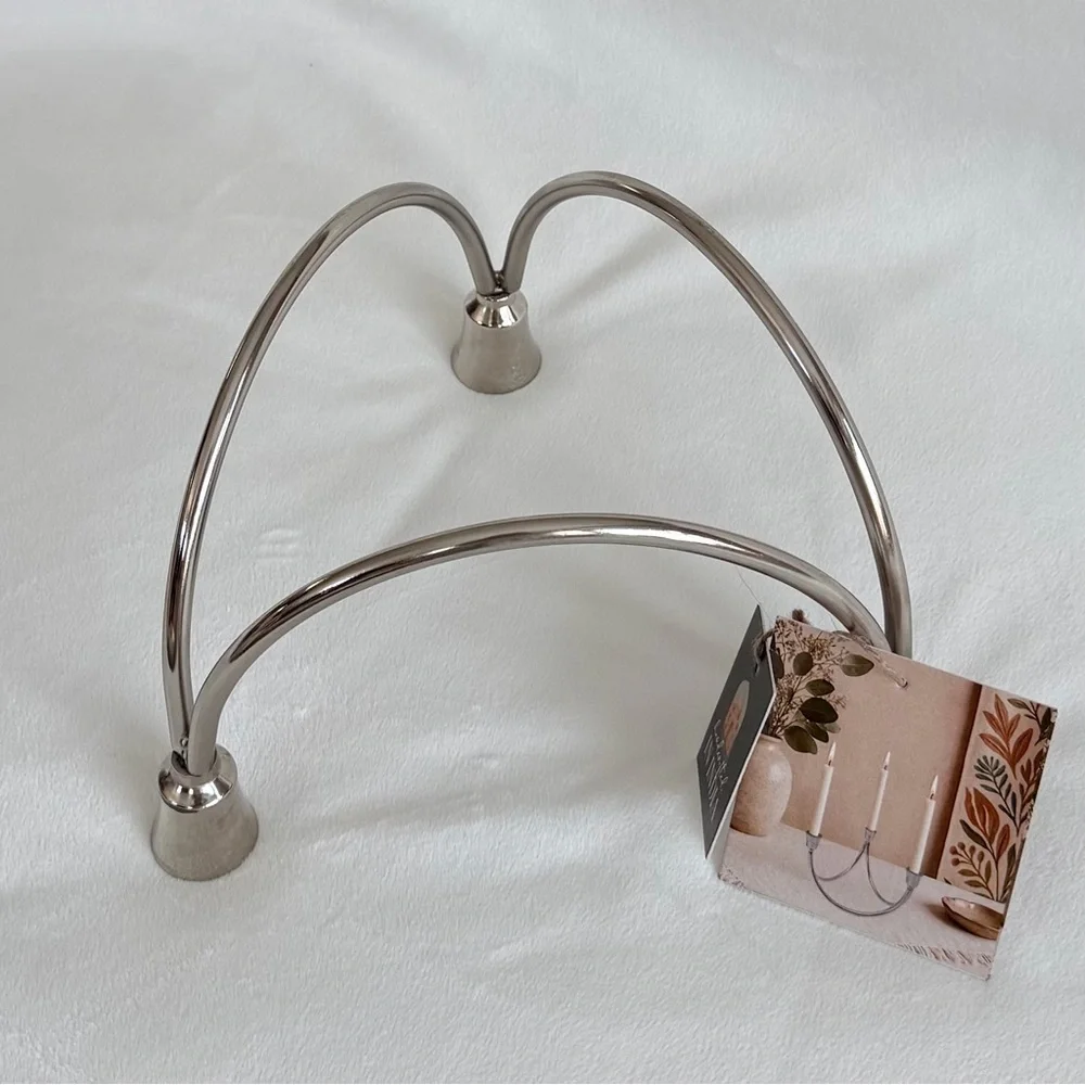 Modern Silver 3-Arm Candelabra Candle Holder, Made in India